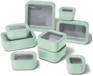 Caraway 22pc Glass Food Storage Set - Storage Containers for Food - Non-Toxic Ceramic-Coated Glass - Air Release Technology - Compact & Stackable Design - Mist