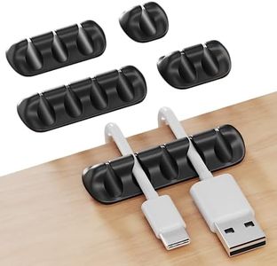 GLUIT Adhesive Desktop Cable Organizer Versatile Cord Holders Wire Clips and Cable Holder Cord Organizer for Desk Table Accessories Office Spaces New Transparent 5 Pack