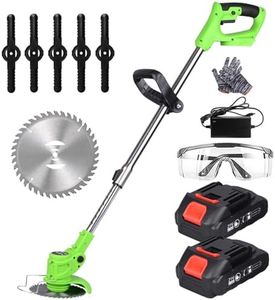 GIGAWATTS 2 in 1 Cordless Grass Trimmer & Brush Cutter with 2 PCS 1500mAh Battery and Sharp Blades Telescopic Electric Lawn Mower Weed Eater Cutting Machine for Gardening
