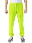 Hat and Beyond Mens Lightweight Sweatpants Elastic Pockets Jogger Pants, 1ih02_neon Lime, Medium