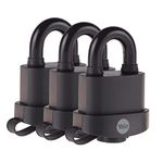 Yale - Y220B/51/118/3 High Security 51mm Weatherproof Padlock, Pack of 3 - Open Hardened Steel Shackle - 3 Keys