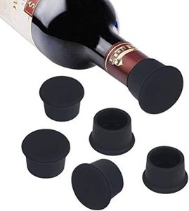 Vicloon Tapones para Botellas, 6 Piezas Tapones de Vino Silicona, Tapa de Botella de Vino Reutilizables para Botellas de Vino y Cerveza, Negro