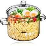 Generic 1900ML Glass Saucepan with Lid, Cooking Pot Clear Simmer Pot with Heat Resistant Handles, Stovetop Soup Pot Borosilicate Glass Cookware, Dishwasher Safe (1900ml), Transparent, AF3409V15RW