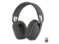 Logitech Zone Vibe 125 Wireless Headphones with Noise-Cancelling Microphone, Bluetooth, USB-A Receiver; Works with Zoom, Google Voice, Google Meet, Mac/PC - Grey