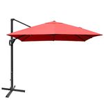 DORTALA 10'x13' Patio Offset Umbrella, 360°Rotation Rectangle Patio Umbrella, Outdoor Aluminum Garden Cantilever Umbrella With 4-Tilt Setting, Crank & Cross Base, Garden Cantilever Umbrella For Yard, Patio & Deck, Orange