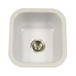 Houzer PCB-1750 WH Porcela Series Porcelain Enamel Steel Undermount Bar/Prep Sink, White