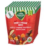 Little Gourmet Organic Fruit & Veggie Bites - Pumpkin Apple with Chia - Non GMO, Gluten-Free, Vegan, No Preservatives,No Artificial Flavours, No Refined Sugars - 60g Resealable Pouch, 8 Count