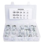 YFIXTOOL 64 Pcs. JIC 37° Flare Thread Cap & Plug Assortment Kit, Galvanized Steel with Precision Threading Hydraulic Adapter an Fitting Set, Dash Sizes 04 06 08 10 12 16