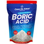 Casa De Amor Boric Acid - 99.9% Pure Fine Powder- Highly Effective for Removing Pests Cockroaches, Ants, Silverfishes, for Carrom Board, Rice Preservative, Multi-Purpose, Anhydrous (100 gms)