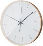 Furb Wooden Wall Clock - 35 cm, Stick Markers, Non-Ticking, Battery Operated, Modern Decorative Round Clock for Living Room, Bedroom, Dining Room, Kitchen, Office, School