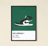 AD INFINITUM® Sneaker Lovers Wall Poster | 300 GSM Paper, 13x19 Inches (AIR JORDAN 1_Pine Green, Framed_Black)