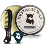 Striking Viking Mustache Wax and Comb Kit - Beard and Moustache Wax for Men with Strong Hold Natural Beeswax - Helps Tame, Style, and Groom (2 ounce) - Moustache Wax and Comb (2 Oz, Unscented)