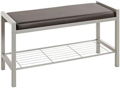 HAKU Möbel Panca per scarpe, pelle sintetica, nero alluminio, L 80 x P 32 x A 48 cm