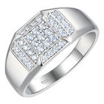 SweetJew Wedding Ring Band Men 925 Sterling Silver With 33 Round Cut Cubic Zirconia Promise Ring For Him Size V 1/2