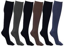 Winterlace Women’s Trouser Socks, Opaque Stretchy Nylon Knee High, Many Colors, 6 or 12 Pairs, 6 Pairs Assorted #2, One Size