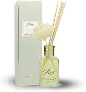 Aromart 200ml Flower Glass Reed Oil Diffuser Triple 10% Fragrance - Assorted Scents (White Rose & Jasmine)