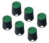 Natotela Durable PP Valve Box-6 Pcs Anti Slip 6 in Sprinkler Valve Boxes,Plastic Round Irrigation Valve Box for Garden Yard Outdoor Lawn Grassland Ground Farm,Green&Black Water Meter Box