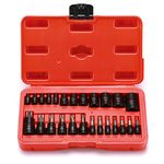 Mayouko 25PCS 1/4",3/8",1/2" Drive Torx Bit and External Socket Set,12 Female E-Torx Sockets and 13 Star Socket Bits