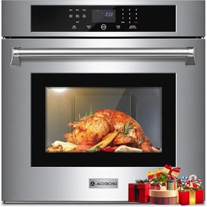 AAOBOSI Wall Oven 30 inch Single Wall Ovens Electric Built-in Convection Oven, 3800W, 4.8 Cu. Ft. Broil Bake Roast Function, LED Display, Touch Control, Safety Lock, Timer for Kitchen Cabinetry