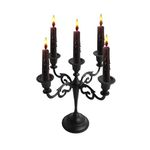 Rely+ 5 Arm Candelabra 10 Inch Tall Matte Black Taper Candle Holders - Elegant Candle Stands and Candlesticks Holders for Halloween Decor Wedding Parties Thanksgiving Dining Table Centerpiece