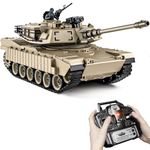 Supdex 1:18 RC Tank M1A2 Abrams, 2.4Ghz Remote Control Tank, Military Model with BB Firing, Recoil, Smoke, Lights & Engine Sound, 15 Channel Tactical RC Battle Vehicle Toy Gift for Kids and Adults