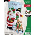 Bucilla Felt Applique Christmas Stocking, Santa's Gathering, 18", Fabric, 1