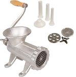 Cast Iron Table Mount Meat Grinder - Mincer Includes Two 3/4" Cutting Disks and Sausage Stuffer Funnel, Heavy Duty - Make Homemade Ground Beef Burgers, Easy to Use and Holiday Cooking Must Have