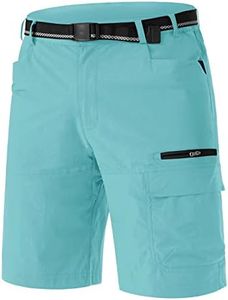 TACVASEN Mens Hiking Cargo Shorts Outdoor Casual Lightweight Quick Dry Waterproof Breathable Fishing Dress Shorts Water Blue 32