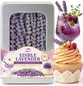 Rylenor 60+ PCS Edible Lavender Sprigs 1.1oz for Cocktails & Dessert Decor