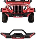 KYBOLT Front Bumper Compatible with 1987-2006 Jeep Wrangler TJ & YJ, Off Road Textured Bumper with Winch Plate Paintable Armor