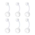 BodyJewelryOnline Belly Button Ring Value Pack of 6 Flexi Clear Retainer Navel Ring 14G. Hypoallergenic.