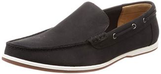 Clarks Men's Black Nubuck Leather Loafers-6 UK (39.5 EU) (26139034)