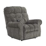 Signature Design by Ashley 9760112 Ernestine Power Lift Recliner Dual Motor Design Polyester Upholstery Contemporary Slate