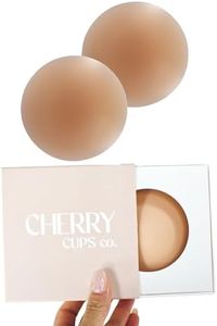 CHERRY CUPS CO Non- Adhesive Luxury Nipple Cover, 10cm Endlessly Reusable Ultra Thin, Pain Free Breast Pasties for Sensitive Skin Size A-DD (Tan)