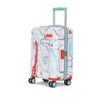 uppercase Cyber Punk (Small) 56Cms, Cabin Trolley Bag For Travel, Polycarbonate Hardsided Printed, Combination Lock, 8 Wheel Trolley Bag, Suitcase For Unisex, 2000 Days Warranty (White, Spinner)