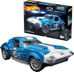 MEGA Hot Wheels Collectible Race Car Building Toy, 63 Corvette Grand Sport with 1060 Pieces and Die-Cast Model, 1:15 Scale Set for Collectors, Blue