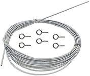 ikis - 10m Silver Window Net Curtain Wire Spring Cord Cable Kit with Hooks and Eyes