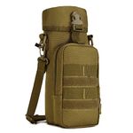 HUNTVP Water Bottle Holder Carrier Pouch with Strap Molle Sling Bag Tactical Military Kettle Canteen Bag Pack Crossbody Bag(800/1000ml) (Brown)