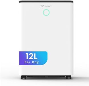 PureMate 12L​/Day Dehumidifier ​for Home, Automatic Humidity Sensor​, Digital Display, 24H Timer, Auto Shut-Off, Continuous Drainage & ​ Laundry Drying,​ Removes Damp, Condensation & Odours.