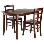 Winsome Inglewood 3-PC Set Table w/ 2 Ladderback Chairs Dining, Walnut