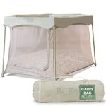 Tutti Bambini Baby Playpen - Foldable Playpen for Baby and Toddlers with Mesh Walls, Zip Door, Floor Mat & Travel Bag, 135 x 135 x 75 cm (Leaf) - NEW 2025 Version