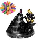 ELISBURRY® Back flow Ceramic Incense Holder Ganesha Incense Burner with 30 Back flow Incense Cones, Aromatherapy Ornament Home Decor-1-Pcs-D-S1213