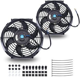 FGJQEFG 10 Inch Universal Slim Fan Push Pull Electric Radiator 12V 80W High Performance Cooling Fan Mount Kit Black 2 Pcs