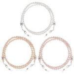 3 Pcs Glasses Chain, Pearl Eyeglass Chain, Beaded Eyeglass Chain Sunglasses Holder Strap, Eye Glass Holders Necklaces, Pearl Masks Chian for Women(White&Pink&Light Brown)