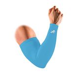 Redesign Premium Compression Arm Sleeves Pair (Nylon) for Gym, Running, Cricket, Tennis, Basketball, Badminton & More (Small, Sky Blue)