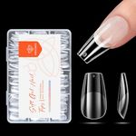 Modelones Medium Coffin Nail Tips, Pre-shaped Ballerina Full Cover Fake Nails Soft Gel Acrylic Nail Tips Nail Extension False Gel x Nail Kit 216PCS 12Sizes