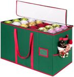 StorageWorks Christmas Ornament Storage Box, Fits 72 Holiday Ornaments 4-Inch, Christmas Ornament Storage Containers, Xmas Decoration Organizer with Adjustable Dividers, Green