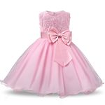 NNJXD Girl Sleeveless Lace 3D Flower Tutu Holiday Princess Dresses …, Pink, 1-1.5 Years