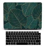 Bandless Case Compatible with MacBook Air 13 Retina 2020 2019 2018 Model A2337 M1 A2179 A1932,Plastic Protective Hard Shell Case and Keyboard Cover Skin for Mac Air 13 with Touch ID-Green Leaf