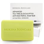 Tea Tree Oil and Eucalyptus Soap Bar - [Made In U.K] Tea Tree Antifungal Scrub Soap Bar for Acne Spots Blackheads | Paraben and Cruelty FREE - 100g